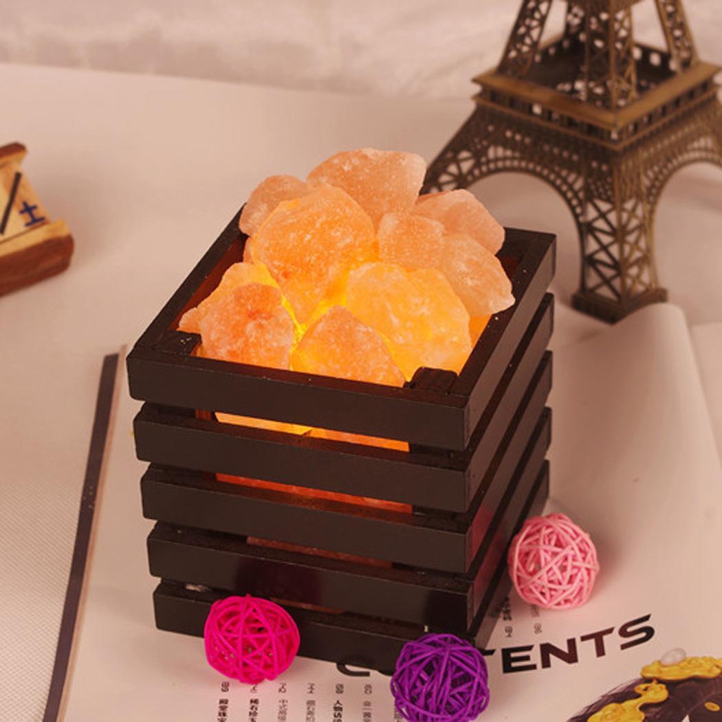 Himalayan 2 Colors Wood Basket Halite Ore Rock Salt Lamp Living Room BT7E eBay